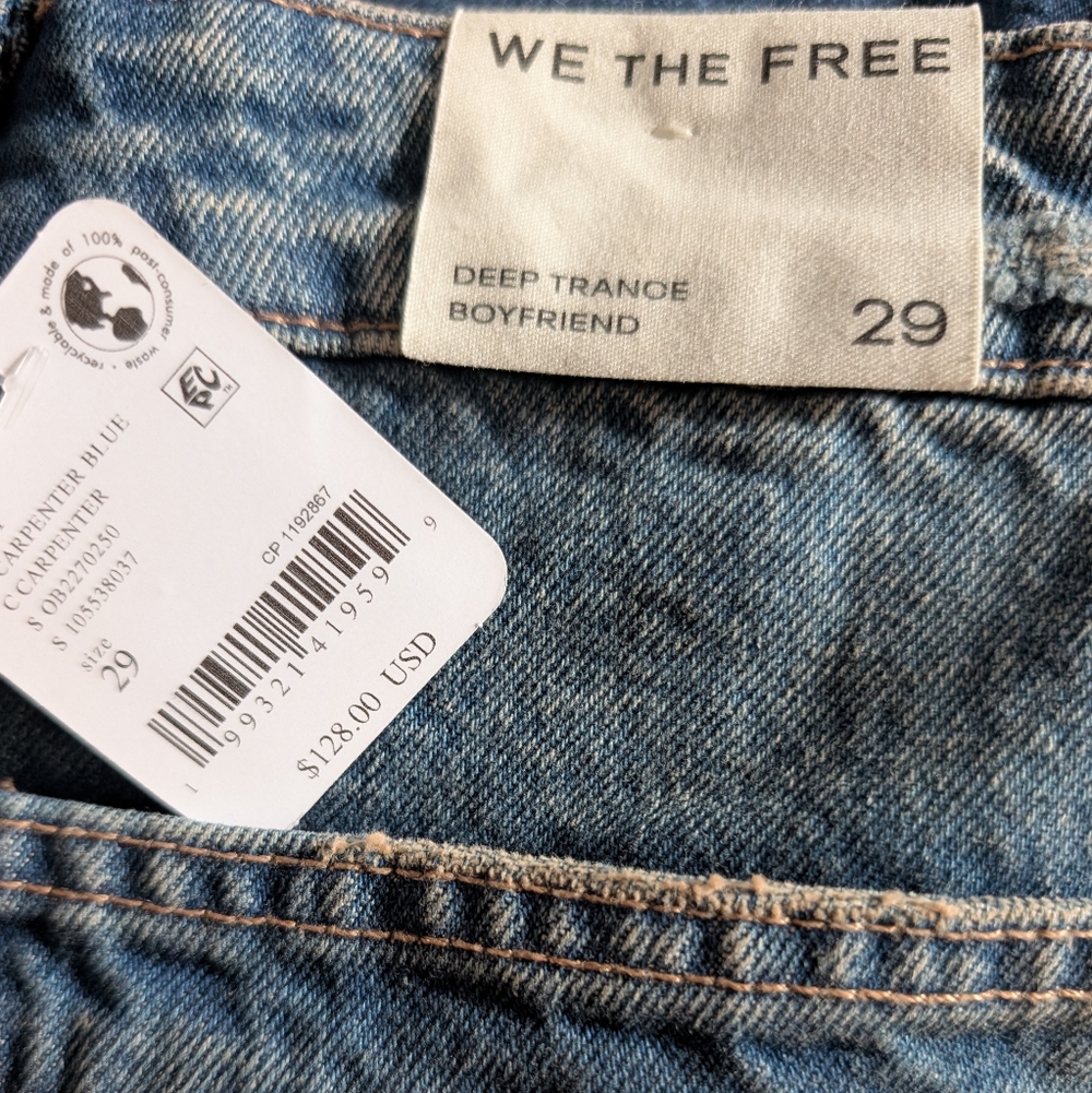 We The Free Deep Trance Boyfriend Distressed Jeans *29 * NWT Retail 128 - Picture 2 of 3